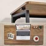 Compact Foldable Computer Desk in Rustic Walnut