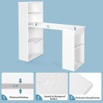 Tangkula White Compact Computer Desk with Bookshelf