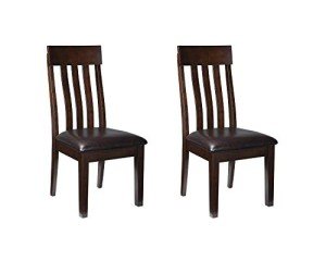 Dark Brown Cushioned Faux Leather Dining Chairs - Set of 2