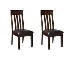 Dark Brown Cushioned Faux Leather Dining Chairs - Set of 2