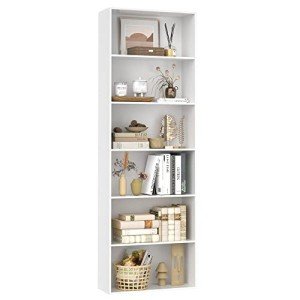 Stylish 6-Tier Open Bookcase – White Storage Shelf