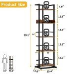 Rustic Brown 5-Tier Narrow Bookshelf with Metal Edges