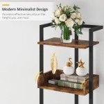 Rustic Brown 5-Tier Narrow Bookshelf with Metal Edges