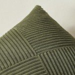 Olive Green Corduroy Throw Pillow Covers - Set of 2