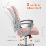 Ergonomic Pink Rolling Office Chair with Lumbar Support