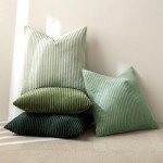 Set of 4 Green Corduroy Throw Pillow Covers