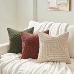 Olive Green Corduroy Throw Pillow Covers - Set of 2