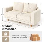 Beige 66'' Modern Loveseat Sofa with Washable Velvet