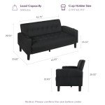 Mid-Century Modern Loveseat with USB Ports & Cupholders