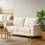 Beige 66'' Modern Loveseat Sofa with Washable Velvet