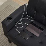 Mid-Century Modern Loveseat with USB Ports & Cupholders