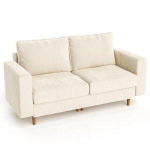 Beige 66'' Modern Loveseat Sofa with Washable Velvet