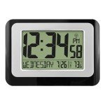 Digital Atomic Wall Clock with Temperature - Black