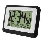 Digital Atomic Wall Clock with Temperature - Black