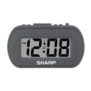 Charcoal Black Digital Alarm Clock with Blue Backlight
