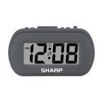 Charcoal Black Digital Alarm Clock with Blue Backlight