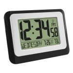 Digital Atomic Wall Clock with Temperature - Black