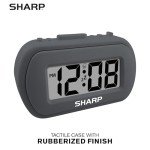 Charcoal Black Digital Alarm Clock with Blue Backlight
