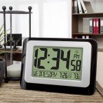 Digital Atomic Wall Clock with Temperature - Black