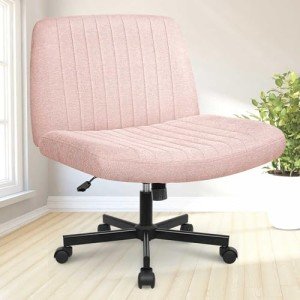 Modern Pink Ergonomic Swivel Chair with Wheels