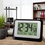 Digital Atomic Wall Clock with Temperature - Black
