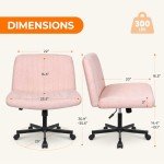 Modern Pink Ergonomic Swivel Chair with Wheels