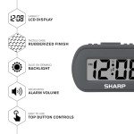 Charcoal Black Digital Alarm Clock with Blue Backlight