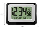 Digital Atomic Wall Clock with Temperature - Black