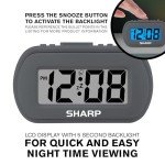 Charcoal Black Digital Alarm Clock with Blue Backlight