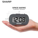 Charcoal Black Digital Alarm Clock with Blue Backlight