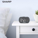 Charcoal Black Digital Alarm Clock with Blue Backlight