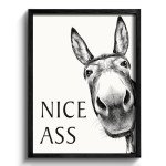 Funny Donkey Framed Bathroom Wall Art Decor