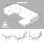 Oversized Cream Sectional Sofa with Removable Covers