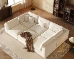 Oversized Cream Sectional Sofa with Removable Covers