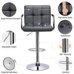 Set of 2 Adjustable Grey Swivel Bar Stools