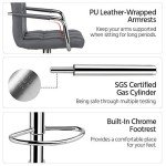 Set of 2 Adjustable Grey Swivel Bar Stools