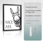 Funny Donkey Framed Bathroom Wall Art Decor