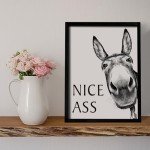 Funny Donkey Framed Bathroom Wall Art Decor