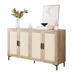 JASIWAY Rattan Accent Sideboard Buffet Cabinet