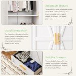 Farmhouse Metal Wardrobe Closet with Hanging Rod