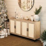 JASIWAY Rattan Accent Sideboard Buffet Cabinet