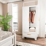 Farmhouse Metal Wardrobe Closet with Hanging Rod