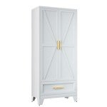 Farmhouse Metal Wardrobe Closet with Hanging Rod
