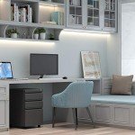 Black 3 Drawer Locking File Cabinet on Wheels