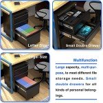 Black 3 Drawer Locking File Cabinet on Wheels