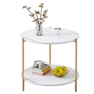 IOTXY Small Round Coffee Table with Storage Shelf