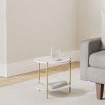 IOTXY Small Round Coffee Table with Storage Shelf