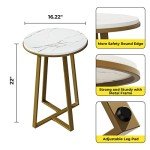 Dorriss Round End Table with Marble Top & Gold Frame