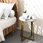 Dorriss Round End Table with Marble Top & Gold Frame
