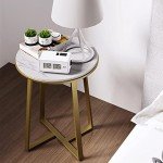 Dorriss Round End Table with Marble Top & Gold Frame